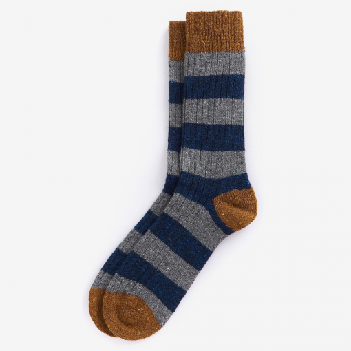 Barbour Houghton Stripe Socks - Asphalt/Navy