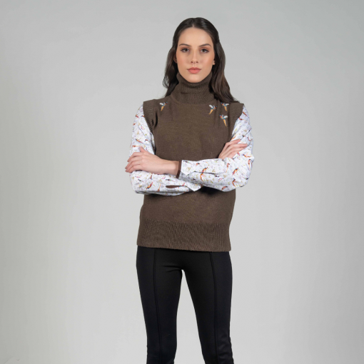 Hartwell Amara Pheasants Sleeveless Top - Taupe