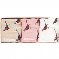 Barbour Pheasant Sock Gift Set Pink Rust