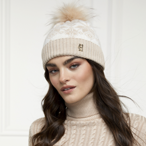 Holland-cooper-Beatrice-Bobble-Hat-Camel-Stripe-ruffords-country-lifestyle-store