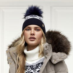 Holland-cooper-Beatrice-Bobble-Hat-ink-Navy-Stripe-ruffords-country-lifestyle-store