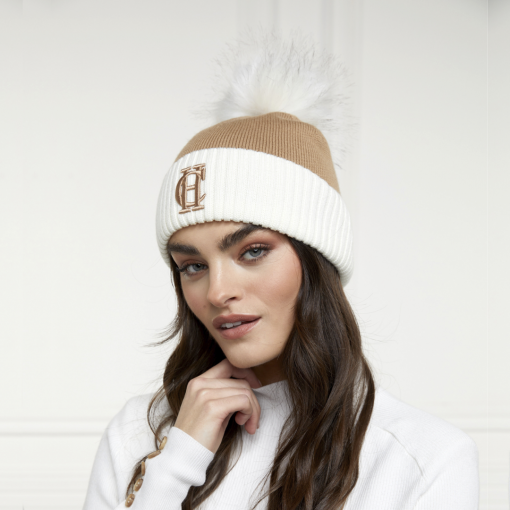 Holland-cooper-Chelsea-Bobble-Hat-Camel-Stripe-ruffords-country-lifestyle-store