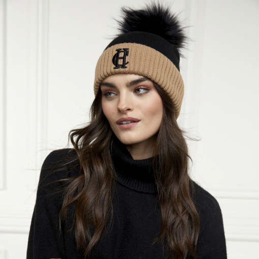 Holland-cooper-Chelsea-Merino-Bobble-Hat-Camel-Stripe-ruffords-country-lifestyle-store