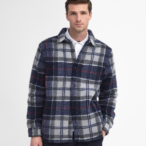 Barbour bryson regular fleece overshirt blue granite tartan