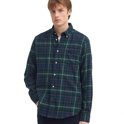 Barbour Fortrose tailored fit shirt green loch