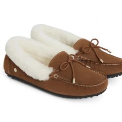 Fairfax and Favor henley shearling lined slipper tan suede - Ruffords Country Lifestyle