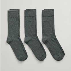 GANT 3-Pack Soft Cotton Socks - Charcoal Melange