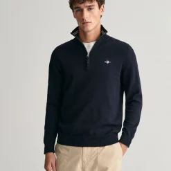 GANT Classic Cotton Half-Zip Sweater - Evening Blue