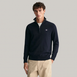 GANT Classic Cotton Half-Zip Sweater - Evening Blue