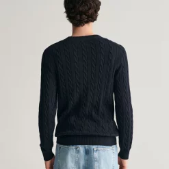 GANT Cotton Cable Crew Neck - Evening Blue