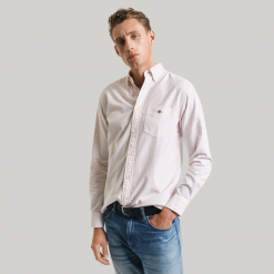 GANT Regular Fit Classic Banker Stripe Oxford Shirt - Light Pink