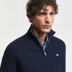ruffords_country_lifestyle_gant_Textured_Cotton_Half_Zip_Sweater_evening_blue2