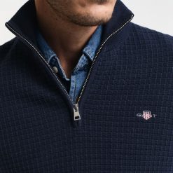 ruffords_country_lifestyle_gant_Textured_Cotton_Half_Zip_Sweater_evening_blue3